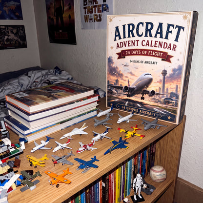 The fleet lined up on the bedroom shelf