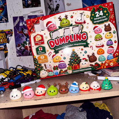 Squishy collection lined up on the shelf